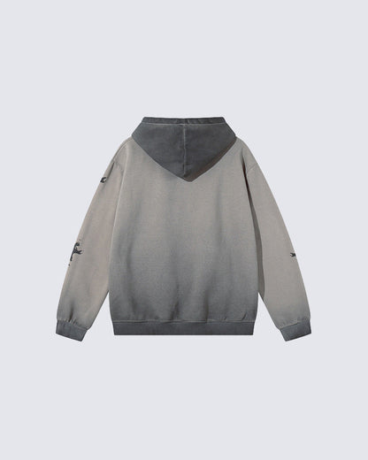 Autumn Winter Gradient Skeleton Print Hoodie
