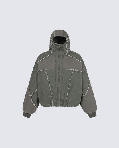 Deconstructed Patchwork Hooded Jacket