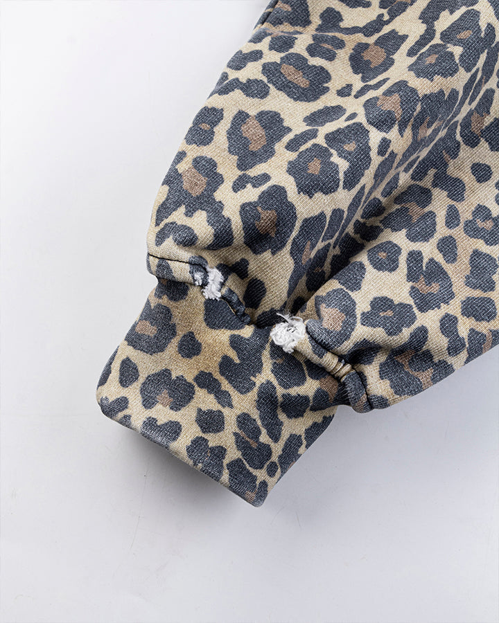 Leopard Print Zip-Up Hoodie