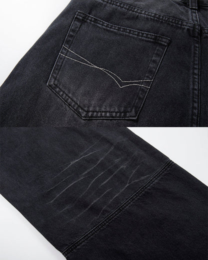 Deconstructed Patchwork Raw-Edge Wide-Leg Pants