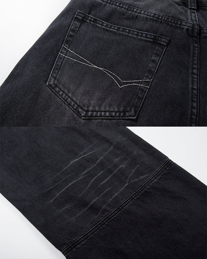 Deconstructed Patchwork Raw-Edge Wide-Leg Pants