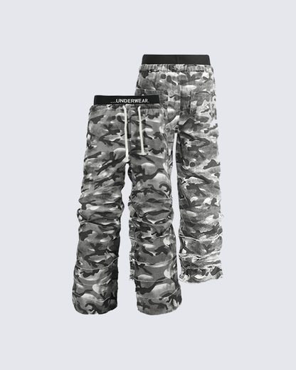 Stacked Camo Streetwear Drawstring Pants