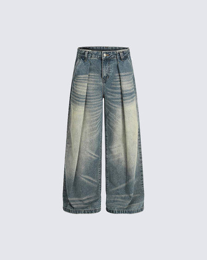 American Vintage Whiskered Washed Denim Jeans