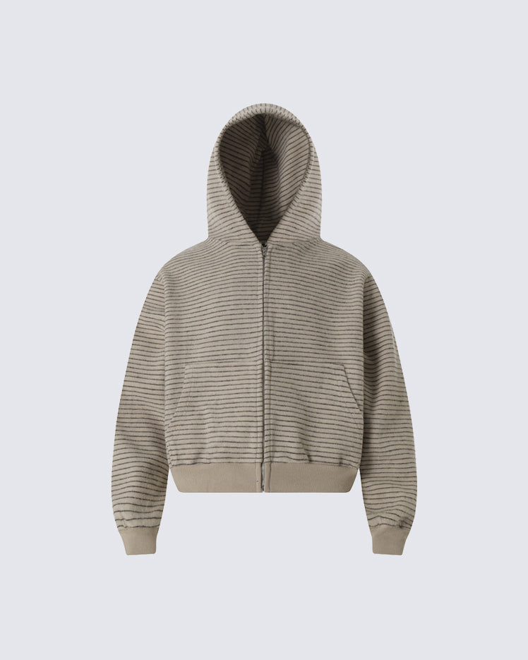 American High-Street Striped Hooded Sweatshirt