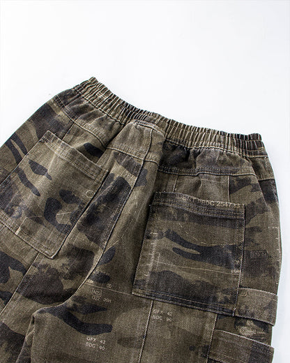 Washed Camo Multi-Pocket Cargo Pants