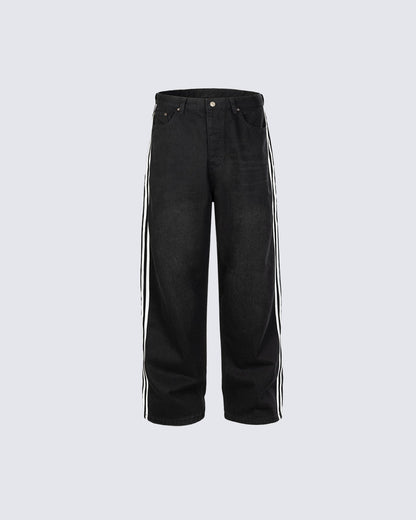 High Street Style Baggy Washed Denim Jeans