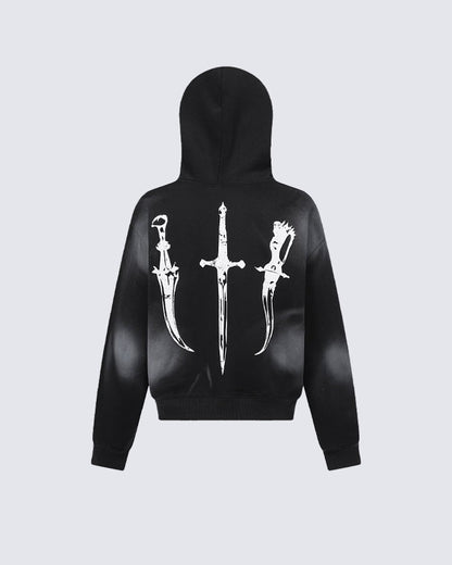 Vintage Zipper Faux Fur Hoodie