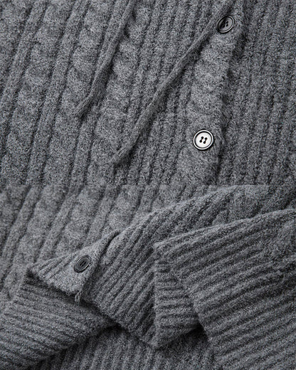 Hooded Cable Knit Streetwear Sweatshirt