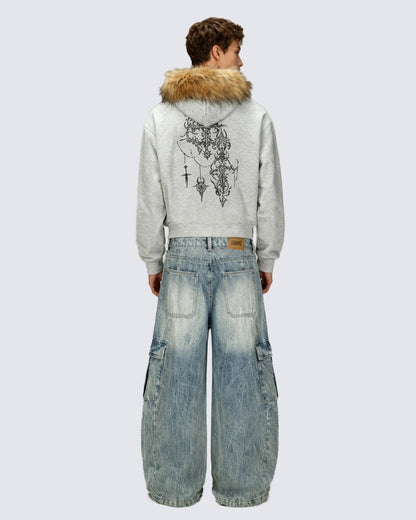 American Street Style Printed Hoodie Jacket