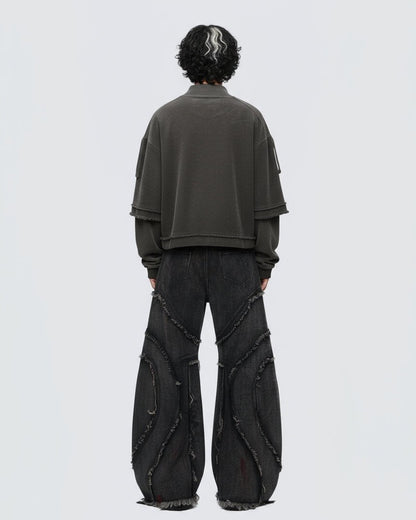 KIIKIO Patchwork Distressed Sweatshirt