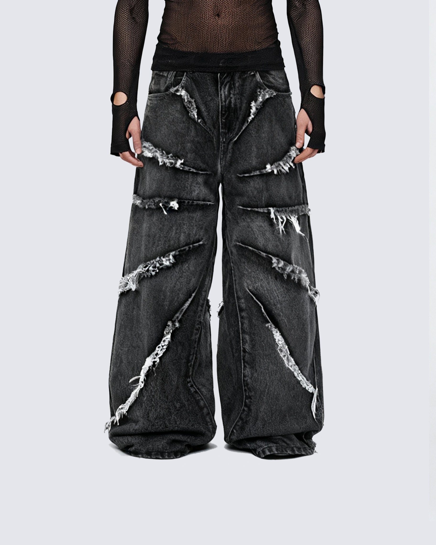 Raw Edge Straight Leg Pants