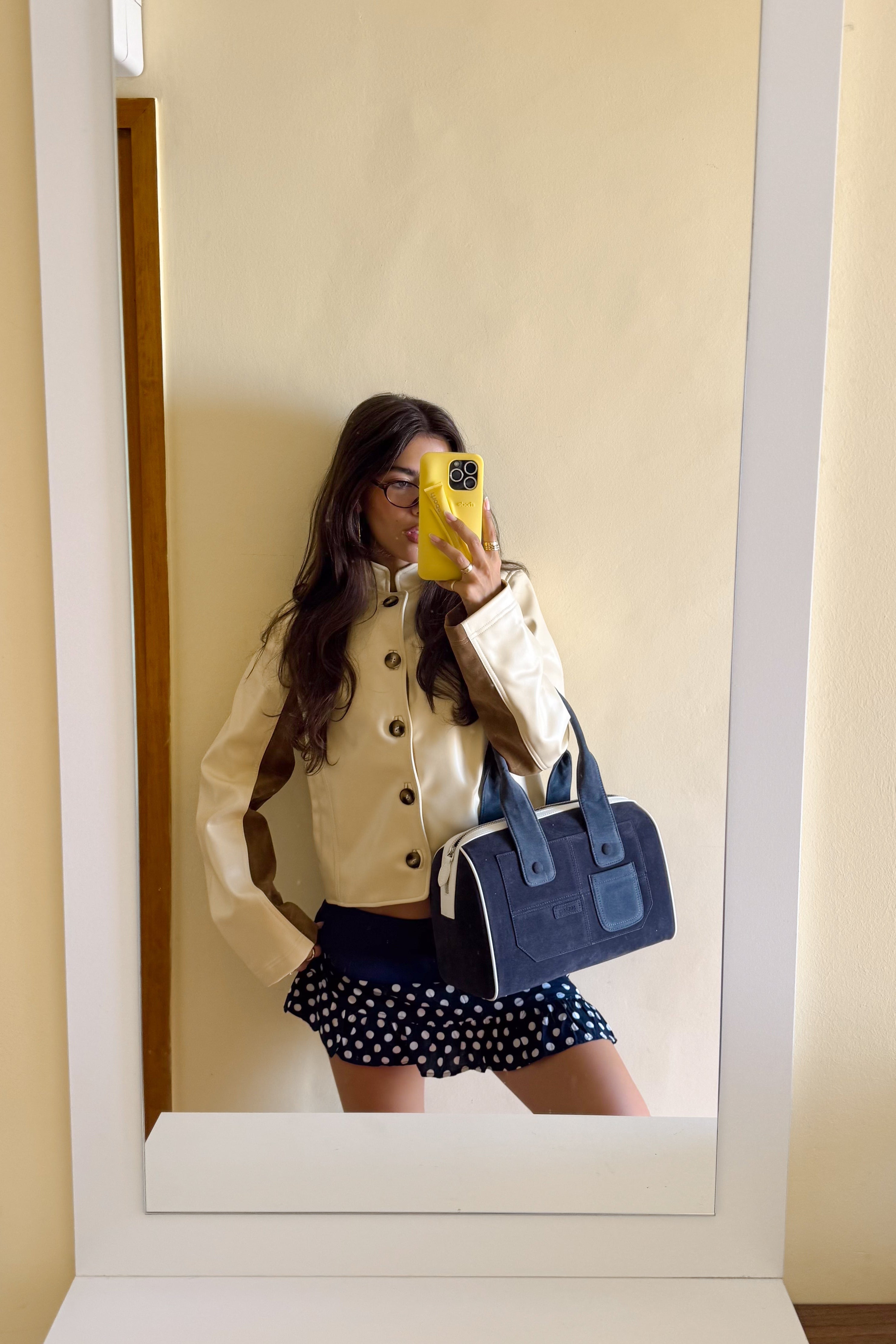 Benny Faux Leather Jacket in Yellow